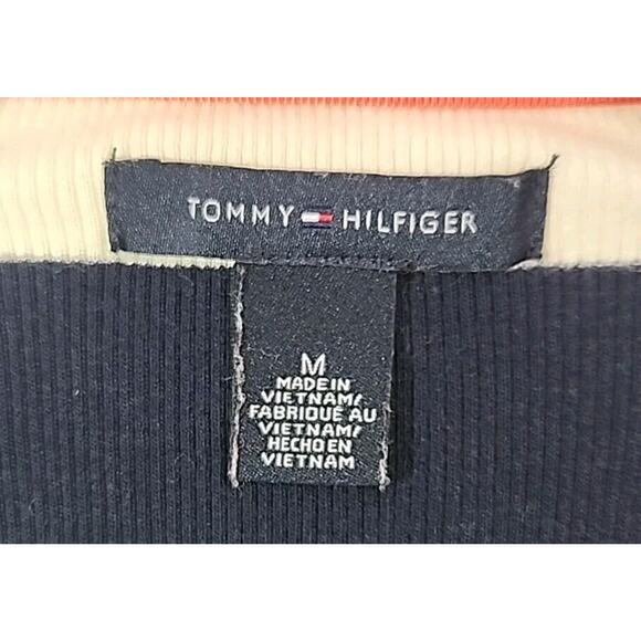 Tommy Hilfiger Tank Dress M Blue Cream Logo Stripe Nautical Maxi Stretch Knit - Picture 4 of 9